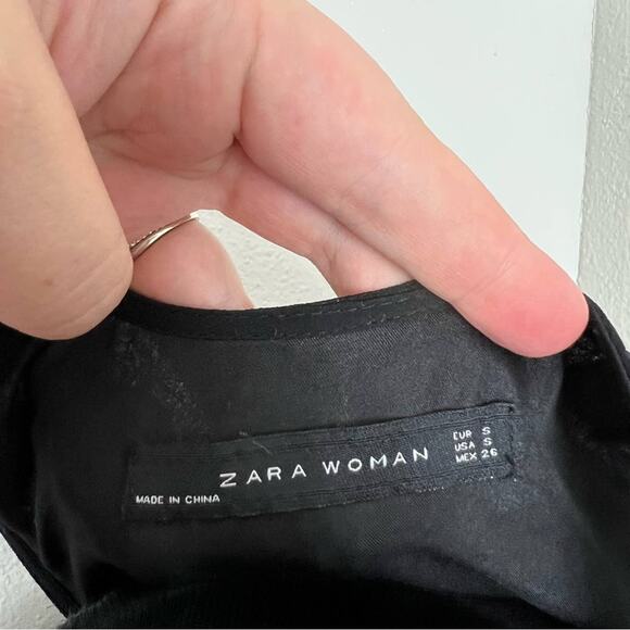 Zara Mini Dress Leather Sequin Disk Detail Sleeveless Party Going Out Black - Picture 5 of 7